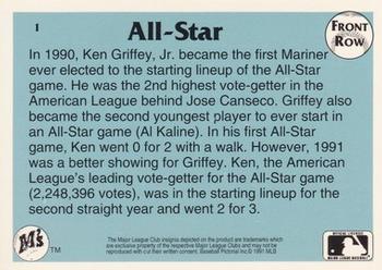 1991 Front Row Ken Griffey Jr. #1 Ken Griffey Jr. Back