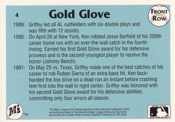 1991 Front Row Ken Griffey Jr. #4 Ken Griffey Jr. Back