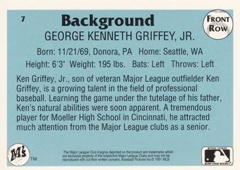 1991 Front Row Ken Griffey Jr. #7 Ken Griffey Jr. Back