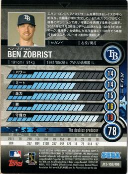 2012 Sega Card-Gen #152 Ben Zobrist Back