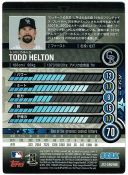 2012 Sega Card-Gen #248 Todd Helton Back