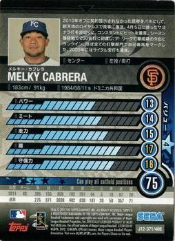 2012 Sega Card-Gen #371 Melky Cabrera Back