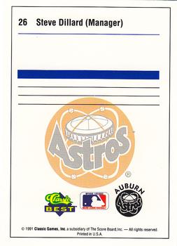 1991 Classic Best Auburn Astros #26 Steve Dillard Back