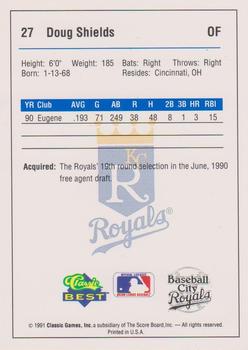 1991 Classic Best Baseball City Royals #27 Doug Shields Back