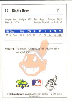 1991 Classic Best Columbus Indians #10 Dickie Brown Back