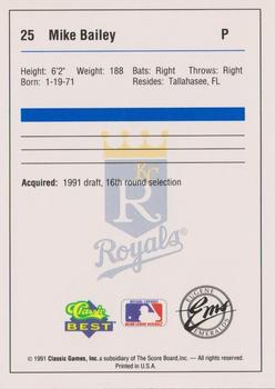 1991 Classic Best Eugene Emeralds #25 Mike Bailey Back