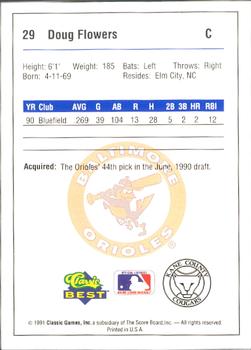 1991 Classic Best Kane County Cougars #29 Doug Flowers Back