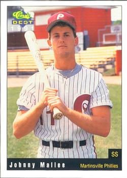 1991 Classic Best Martinsville Phillies #8 Johnny Mallee Front