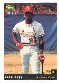1991 Classic Best Savannah Cardinals #20 Sean Page Front