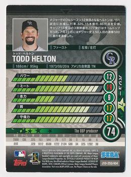 2010 Sega Card-Gen #255 Todd Helton Back