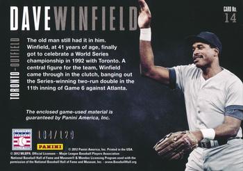 2011 Panini Limited - Gamers Gloves #14 Dave Winfield Back