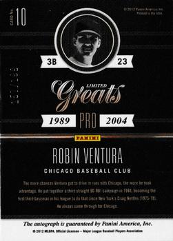 2011 Panini Limited - Greats Signatures #10 Robin Ventura Back