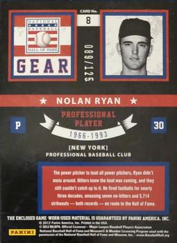 2011 Panini Limited - Hall of Fame Gear #8 Nolan Ryan Back