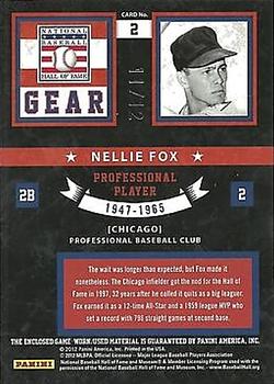 2011 Panini Limited - Hall of Fame Gear Prime #2 Nellie Fox Back