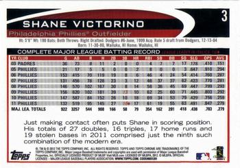 2012 Topps Chrome #3 Shane Victorino Back
