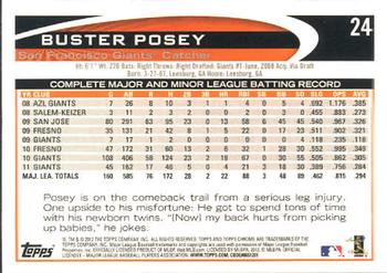 2012 Topps Chrome #24 Buster Posey Back