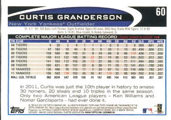 2012 Topps Chrome #60 Curtis Granderson Back