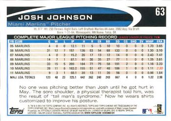 2012 Topps Chrome #63 Josh Johnson Back