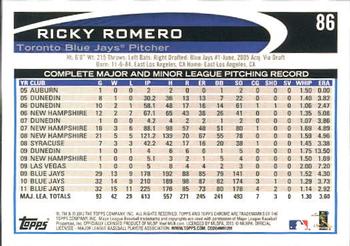 2012 Topps Chrome #86 Ricky Romero Back