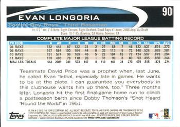 2012 Topps Chrome #90 Evan Longoria Back