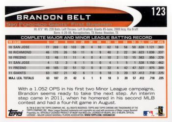 2012 Topps Chrome #123 Brandon Belt Back