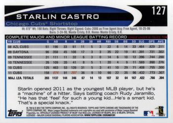 2012 Topps Chrome #127 Starlin Castro Back