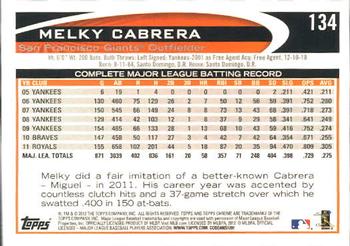 2012 Topps Chrome #134 Melky Cabrera Back
