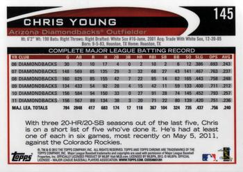 2012 Topps Chrome #145 Chris Young Back