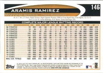 2012 Topps Chrome #146 Aramis Ramirez Back