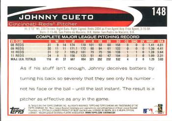 2012 Topps Chrome #148 Johnny Cueto Back