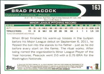 2012 Topps Chrome #163 Brad Peacock Back