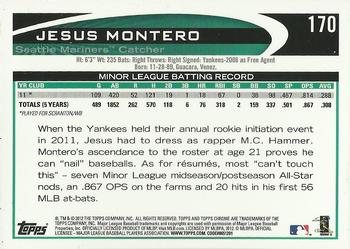 2012 Topps Chrome #170 Jesus Montero Back