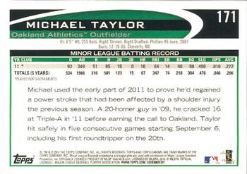 2012 Topps Chrome #171 Michael Taylor Back
