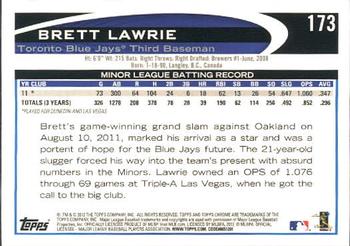 2012 Topps Chrome #173 Brett Lawrie Back