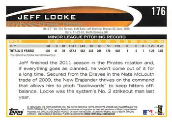 2012 Topps Chrome #176 Jeff Locke Back