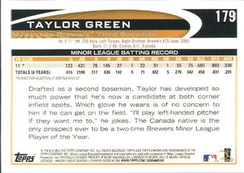2012 Topps Chrome #179 Taylor Green Back