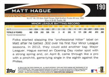 2012 Topps Chrome #190 Matt Hague Back
