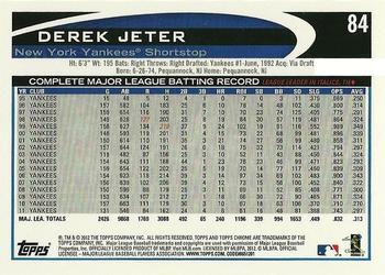 2012 Topps Chrome #84 Derek Jeter Back