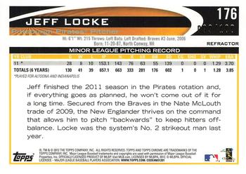 2012 Topps Chrome - Black Refractors #176 Jeff Locke Back