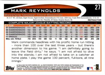 2012 Topps Chrome - Purple Refractors #27 Mark Reynolds Back