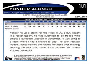 2012 Topps Chrome - Purple Refractors #101 Yonder Alonso Back