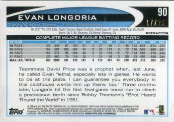 2012 Topps Chrome - Red Refractors #90 Evan Longoria Back