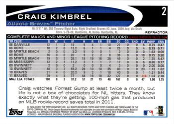 2012 Topps Chrome - Refractors #2 Craig Kimbrel Back