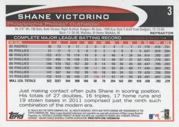 2012 Topps Chrome - Refractors #3 Shane Victorino Back