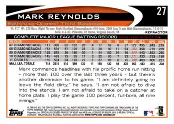 2012 Topps Chrome - Refractors #27 Mark Reynolds Back