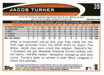 2012 Topps Chrome - Refractors #39 Jacob Turner Back