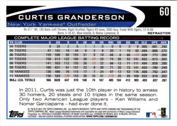 2012 Topps Chrome - Refractors #60 Curtis Granderson Back
