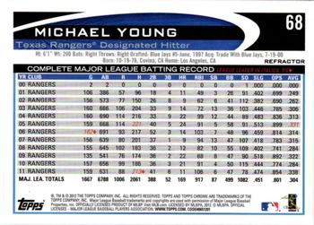 2012 Topps Chrome - Refractors #68 Michael Young Back