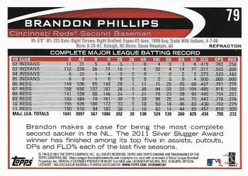 2012 Topps Chrome - Refractors #79 Brandon Phillips Back