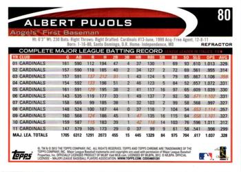 2012 Topps Chrome - Refractors #80 Albert Pujols Back